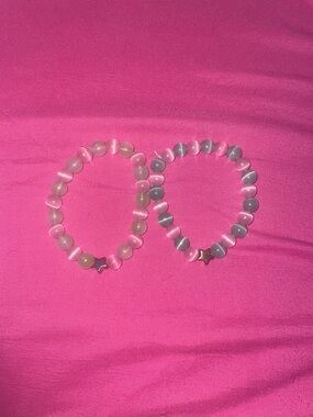 Pink and Light Green + Pink and Teal Star Bracelet Pack - STRETCHY! 🩷💚🩷🩵